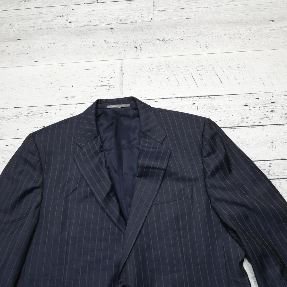 Hickey Freeman Suit Jacket Mens 44 Blue Loro Piana Wool Tasmanian Super 130s